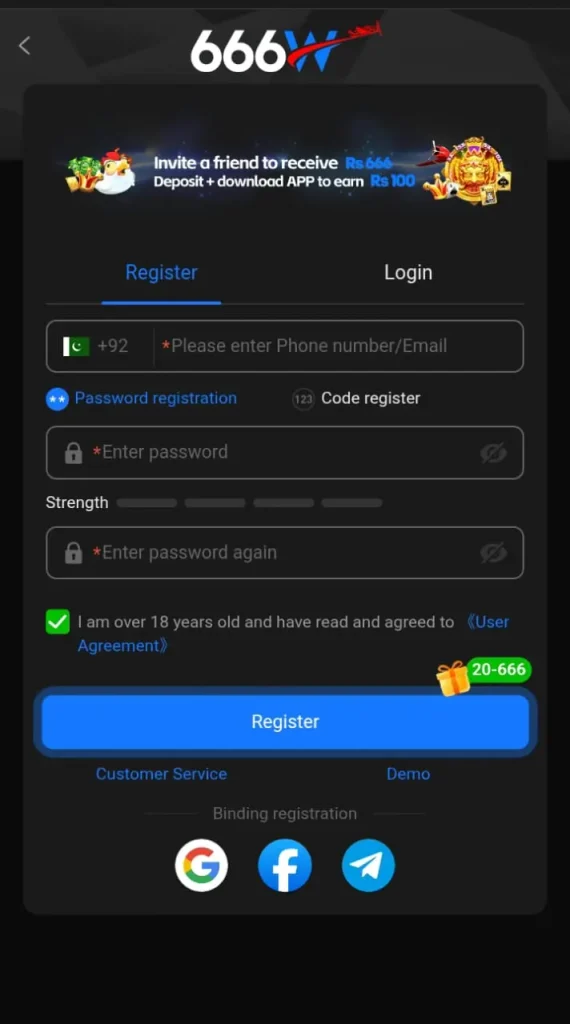 666W Game register
