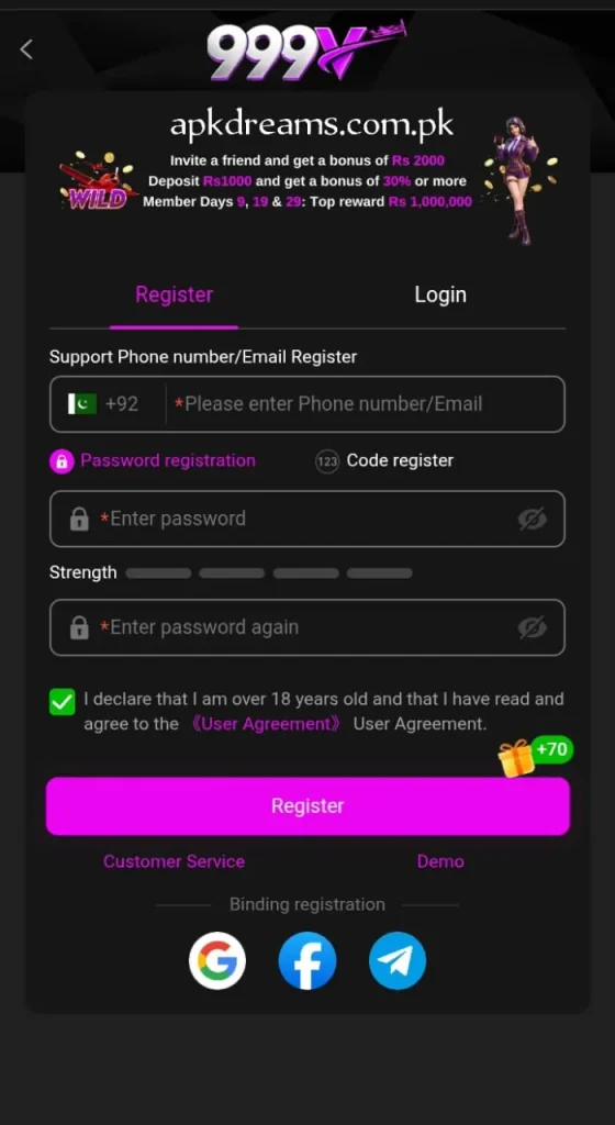 999V Game register