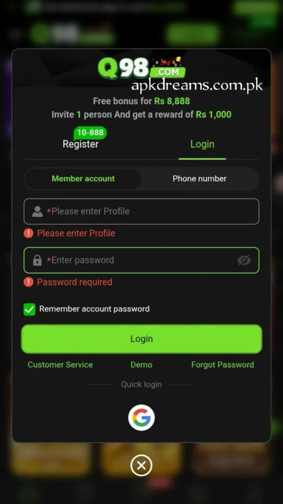 q98 login