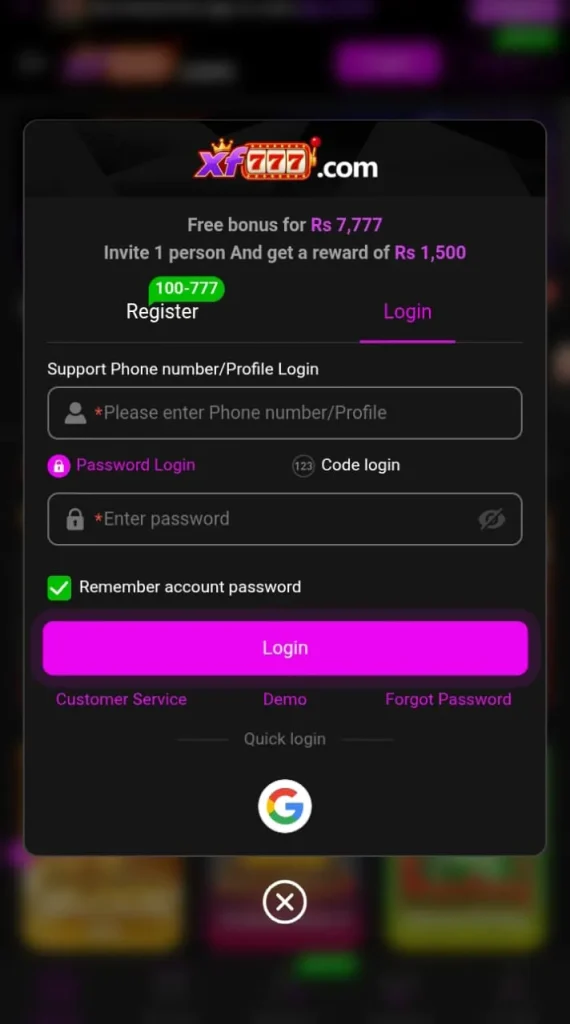 xf777 login